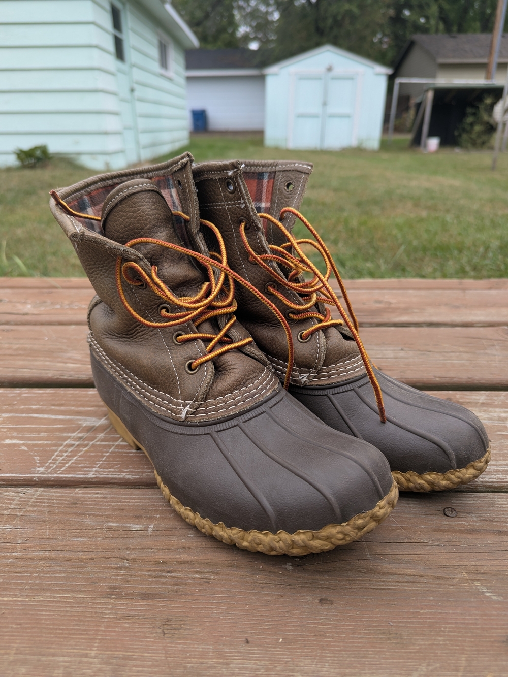 Women's LL Bean Flannel Waterproof Duck Boots Size 8